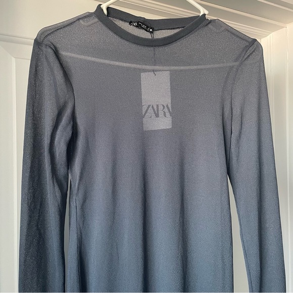 Zara Grey Sheer Dress - Picture 11 of 12